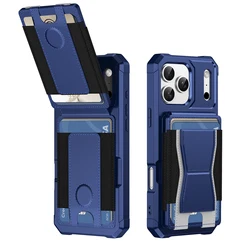 Luxury Leather Flip Wallet Phone Case with Card Holder Slot and Shockproof Cover - iPhone 15 Plus (Blue)