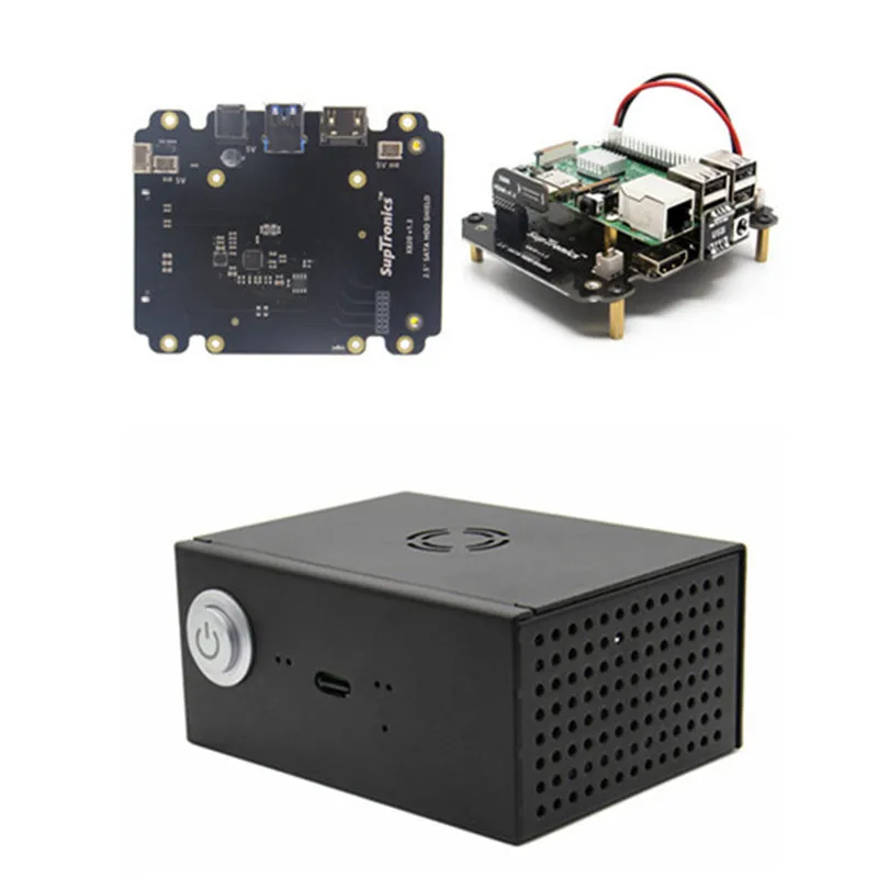

New X820 V3.0 USB 3.0 SATA HDD/SSD Storage Expansion Board + Case For Raspberry Pi 3 B+
