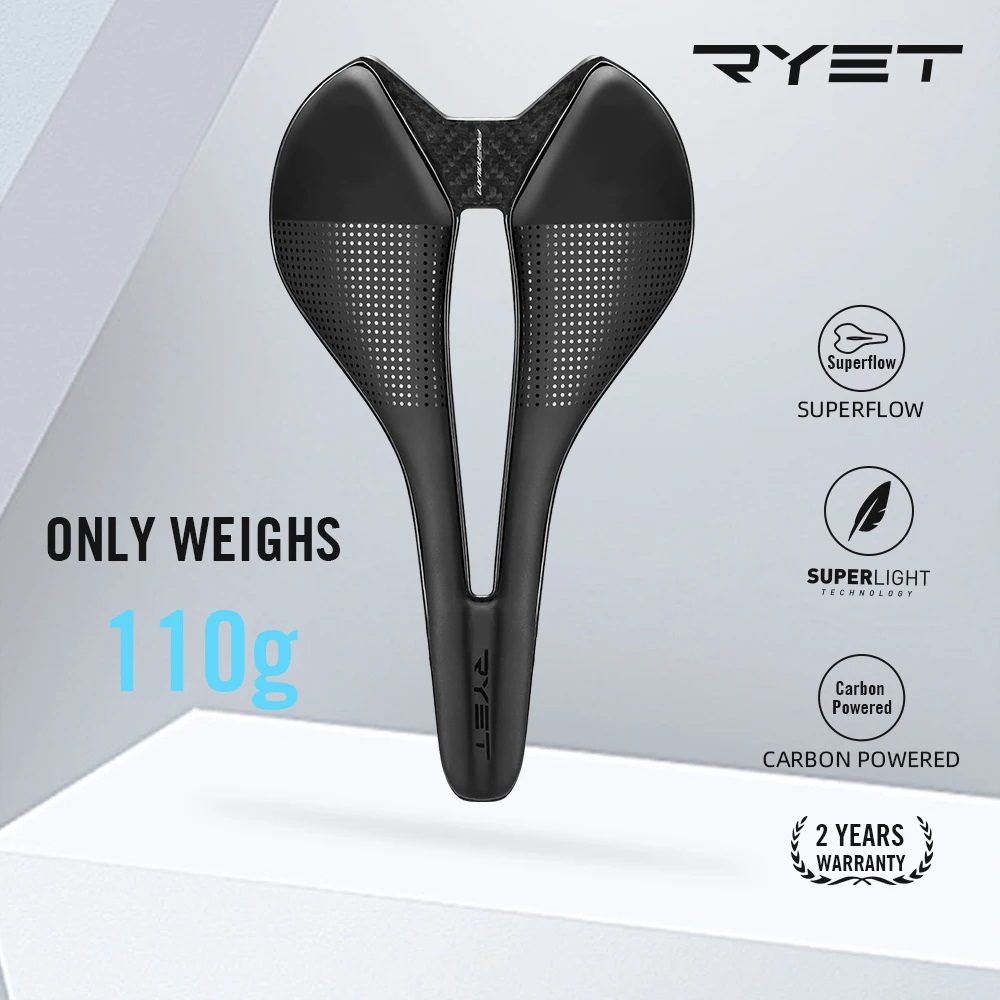 RYET Full Carbon Bike Saddle SuperLight Racing Bike Saddle 110g 7x9mm