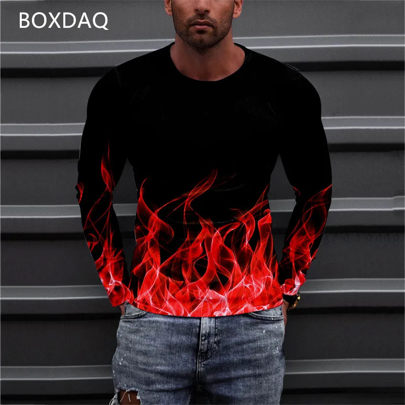 

Футболка мужская с длинным рукавом, круглым вырезом и 3D-принтом