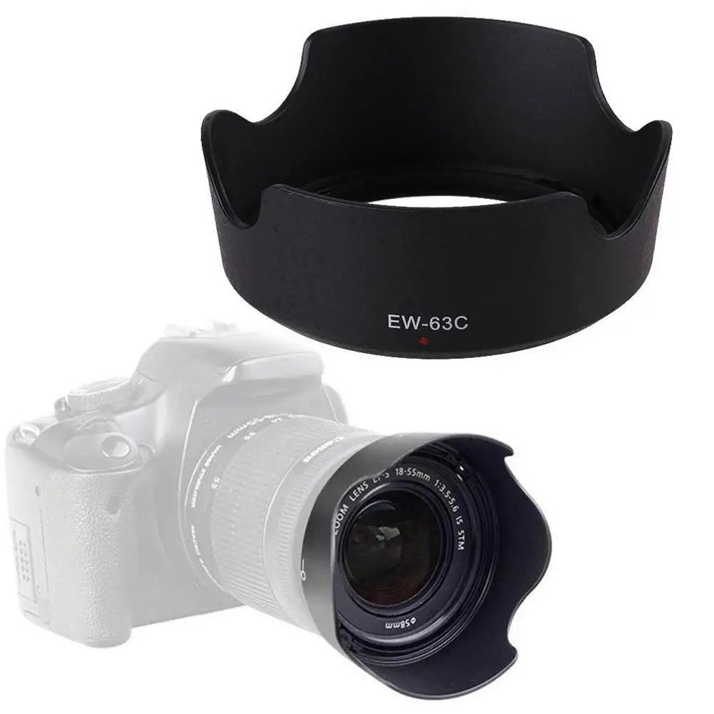 

Черная крышка объектива из АБС-пластика, 1 шт., Φ EW63C для Canon EW-63C 18-55 мм F/3,5-5,6 IS STM, фотокамера, EF-S Protetor Ew 63c