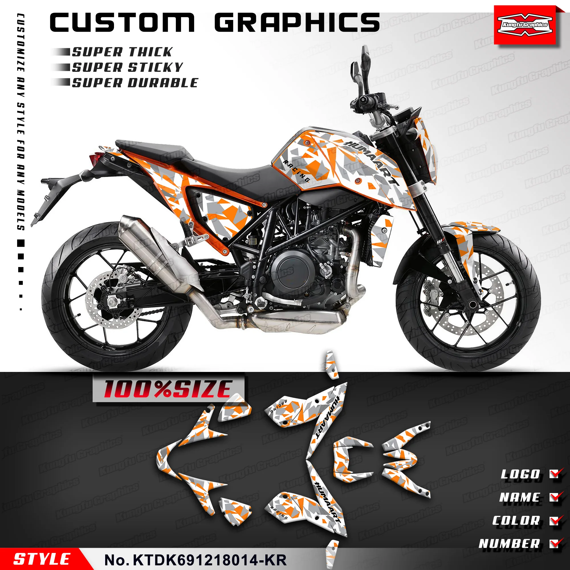 

KUNGFU, графическая наклейка, индивидуальный Набор наклеек для Duke 690 2012 2013 2014 2016 2017, KTDK691218014-KR