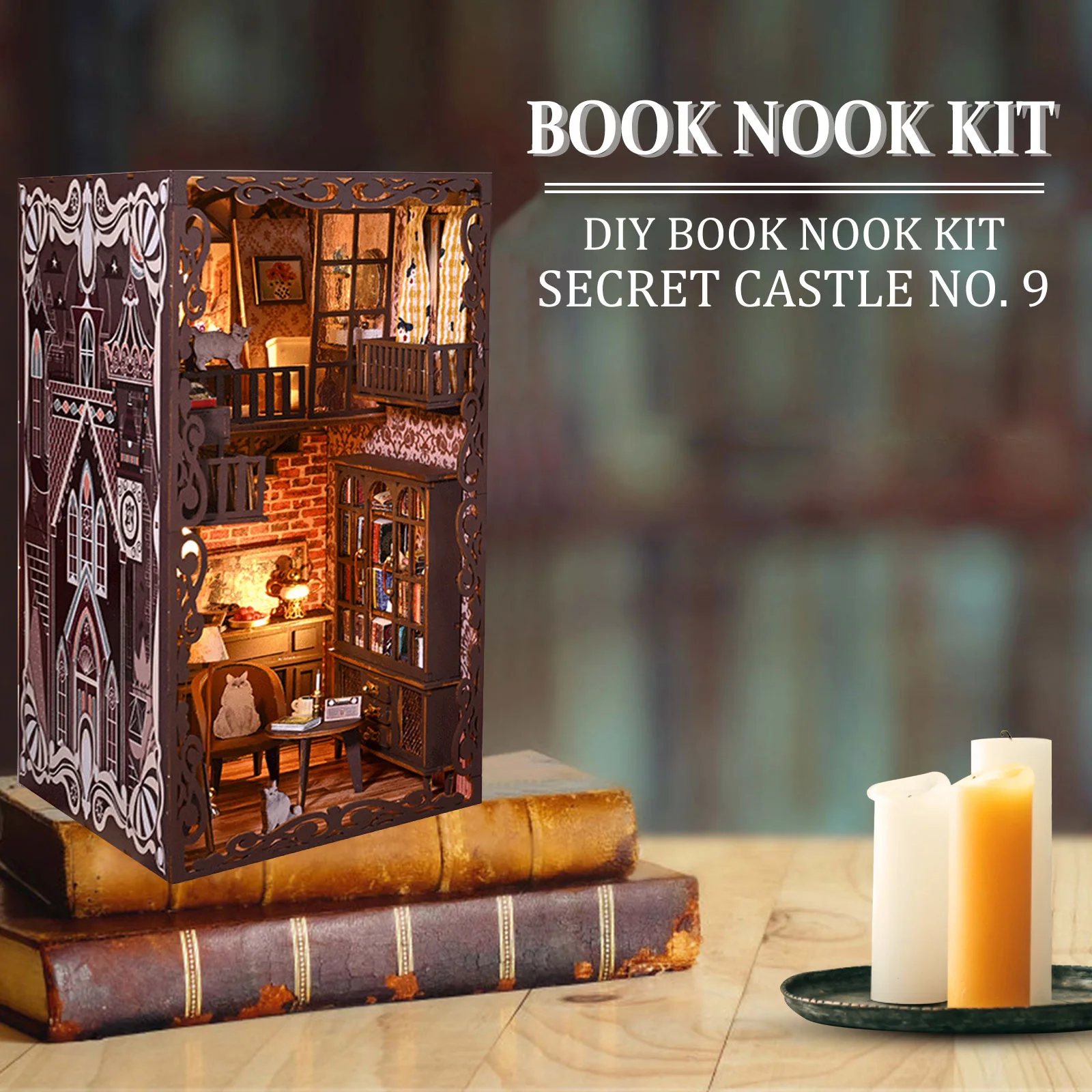 MiniCity Book Nook Kit Fai Da Te - Angolo Libro In Miniatura Con Luci LED - Il Mago Di Oz - Regalo Creativo