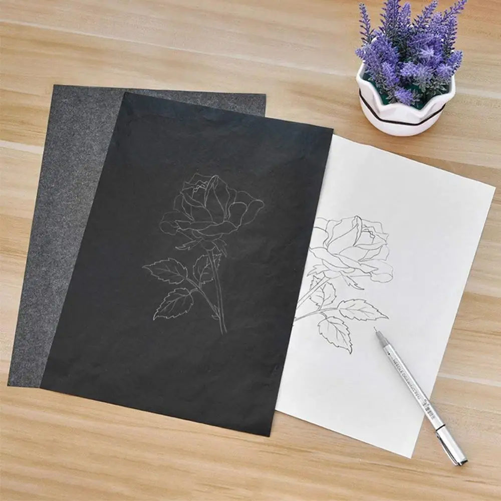 100 sheets/lot A4 Black Copy Carbon Paper Graphite Painting Tracing Paper Transfer Reusable School Office Accessories Supplies