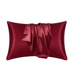 Luxurious Silky Satin Pillowcase for Hair and Beauty - Comfortable Home Decor Wholesale (Red)
