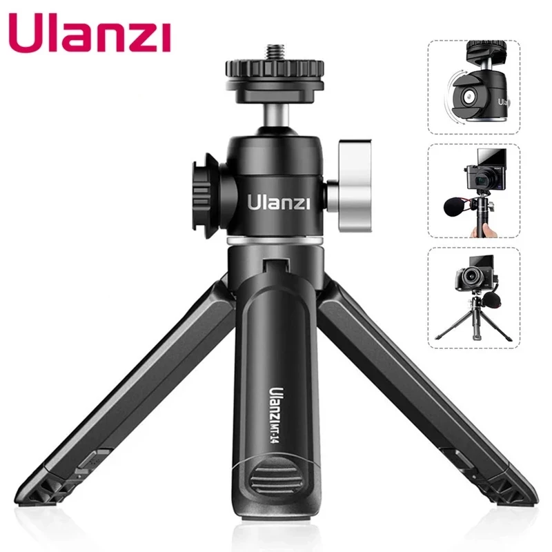 Ulanzi U-Vlog lite Mini Tripod with 360° Ball Head & Cold Shoe Selfie Stick Tabletop Tripod for Camera iPhone Android Phone DSLR