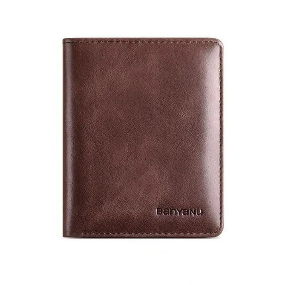 New Fashion Leather Men's Wallet High Quality RFID Slim Card Holder Portable Short Wallet Simple Purse