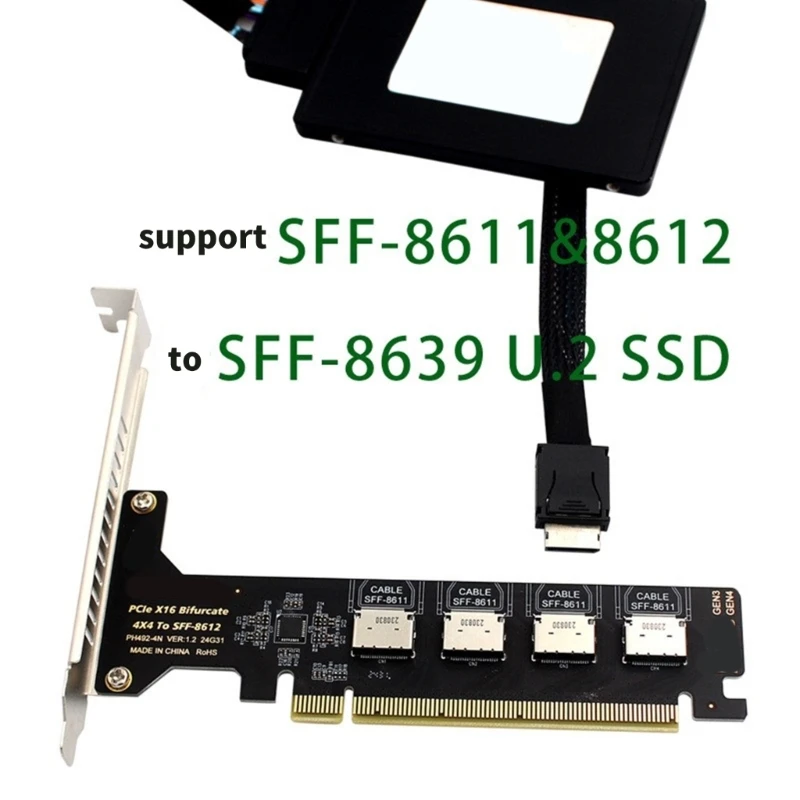 PCIe X16 To Oculink SFF 8612 SFF 8611 Expansion Adapter Fast For Mainboard Multiple Disk Support PCIE X4X4X4X4