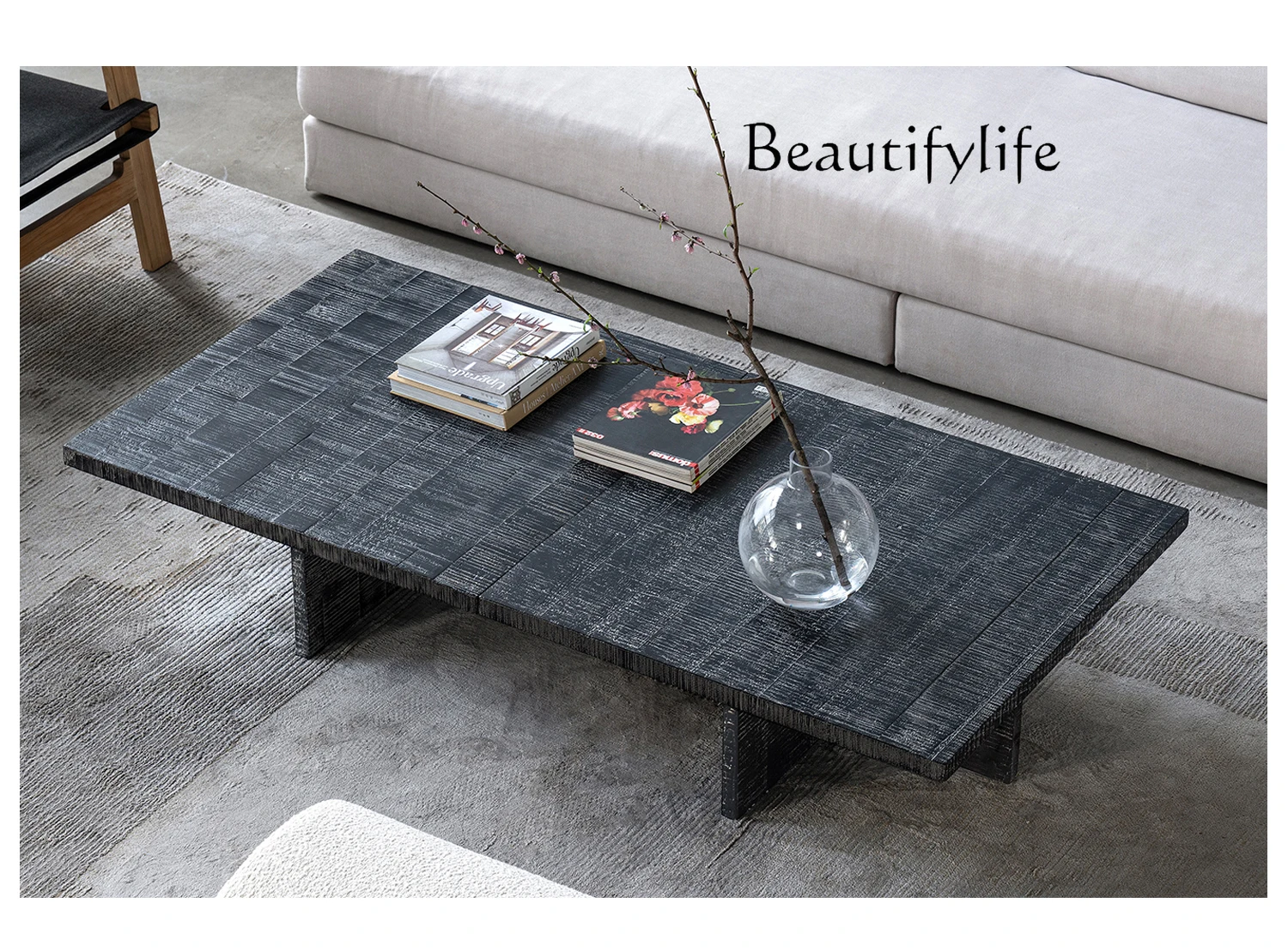 

Retro Distressed Log Coffee Table Home Small Apartment Living Room Tea Table Bed & Breakfast Furniture Solid Wood Coffee Table