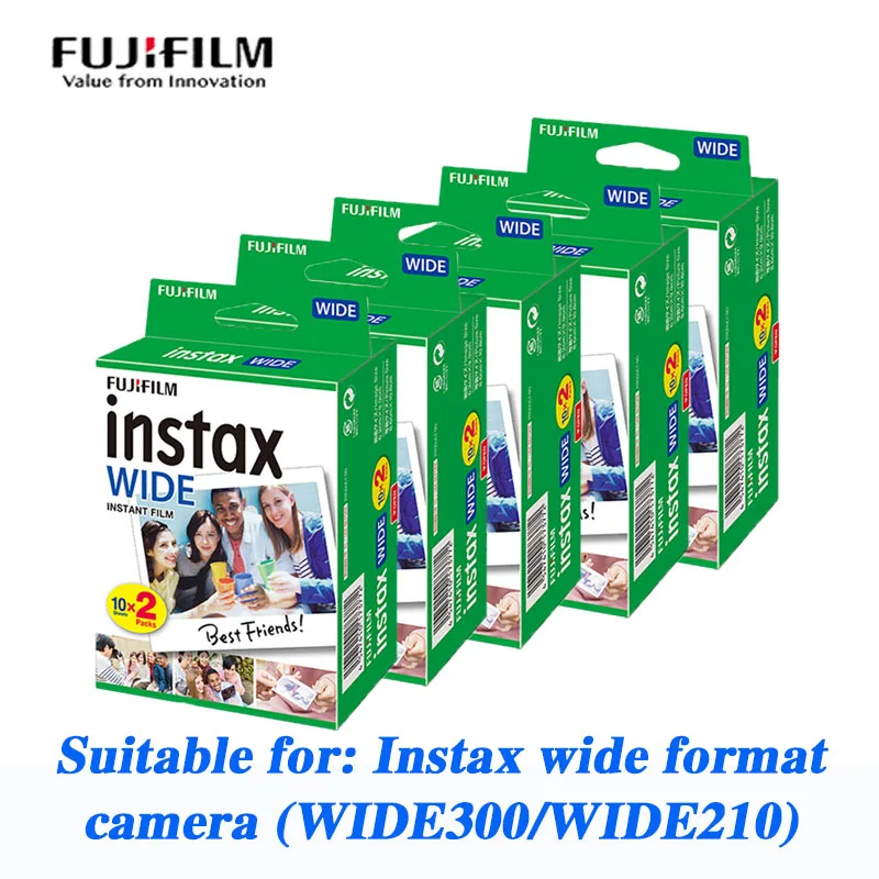 10/20/40/60/80/100 Fogli Fujifilm Instax Wide Film White Edge Paper Per Fuji Instant Camera 210 300 Link Wide Printer