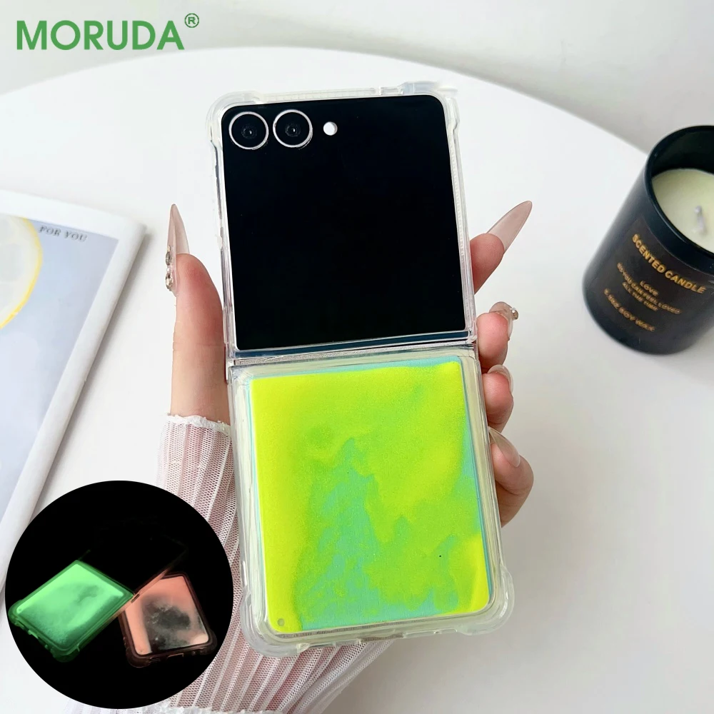 Luminous Quicksand Shockproof Silicone Bumper Phone Case with Bling Glitter Clear Cover