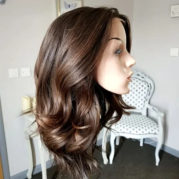 28 inch 200% Soft Highlight Brown Body Wave 5x5 Silk Base Jewish Human Hair Wig With Baby Hair HD Lace European Hair Preplucked