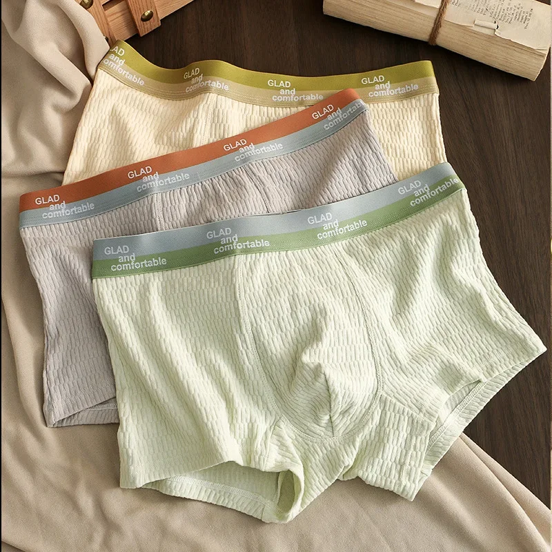 

Comfortable Breathable Men's Briefs Cotton Breathable Mid-waist Boxers Men Solid Color Boys' Boxers