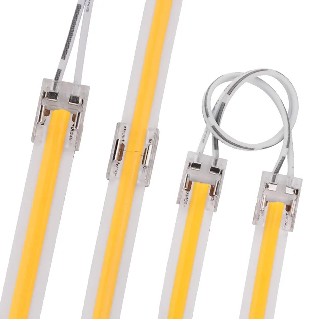 5pcs Transparent Solderless LED Strip Connector for COB 2835 5050 DIM RGB CCT LED Strip Lights IP20 Single Dual End Connectors