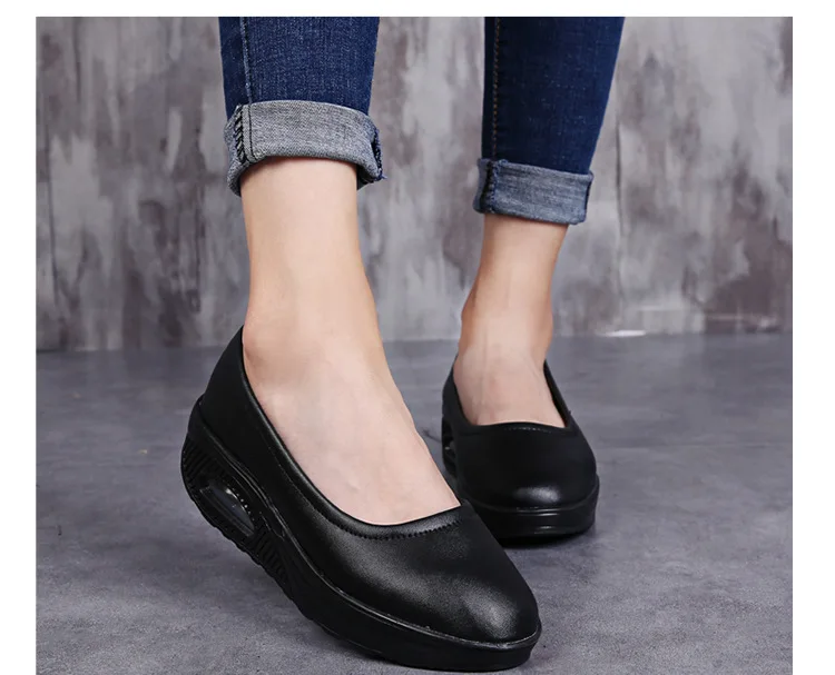 White Sexy Loafers Women's Black leather Platform Slip on Shoes for Women New Spring WhiteSpring Casual comfortable Flats Shoes