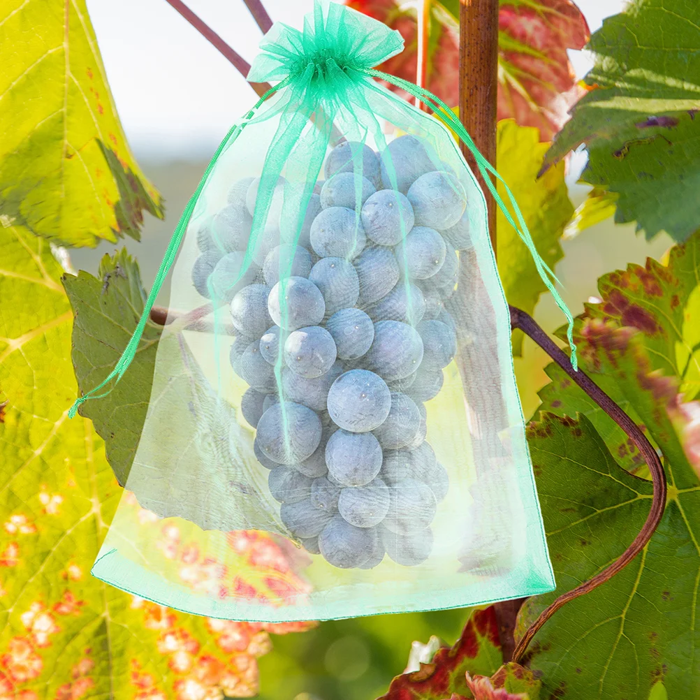 

50Pcs Breathable Garden Net Bags Drawstring Vegetable Fruit Protective Bag Fruit Mesh Bag