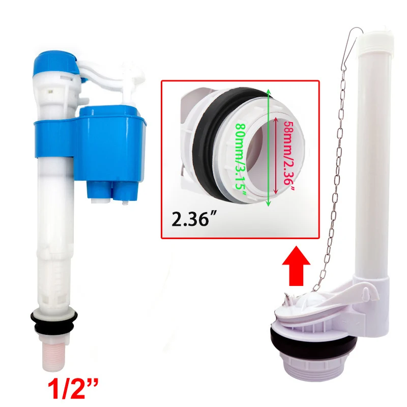 ห้องน้ําน้ําล่าสัตว์อุปกรณ์ห้องน้ําถังเข้า WC ชุด Flush Water Saving Toilet Intake Flush Valve ชุดห้องน้ําอะไหล่ 1