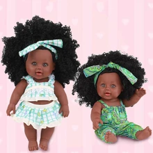 

35cm Rebirth Doll Imitation Silicone Black Doll Model Replaceable Clothes Baby Companion Children's Newborn Baby Toys Girls Gift