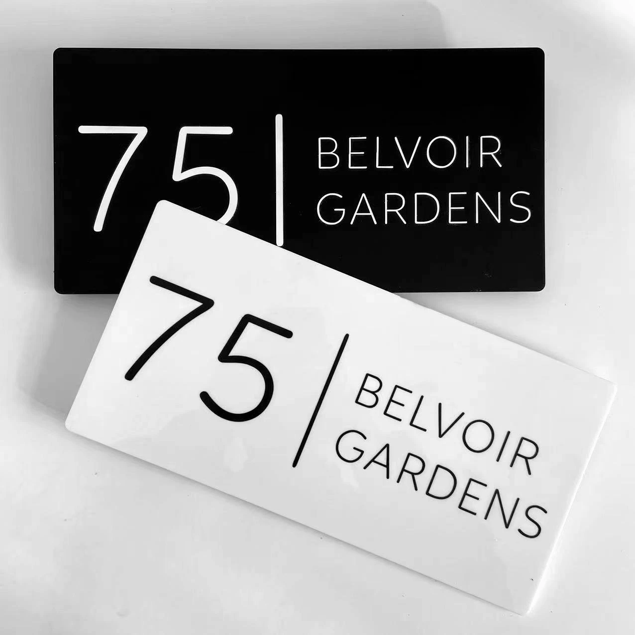 Personalizado Laser Cut Acrílico Modern House Numbers Sinal Flutuante Endereço Número Placas Nome ao ar Livre Home Decor Plate Personalizado