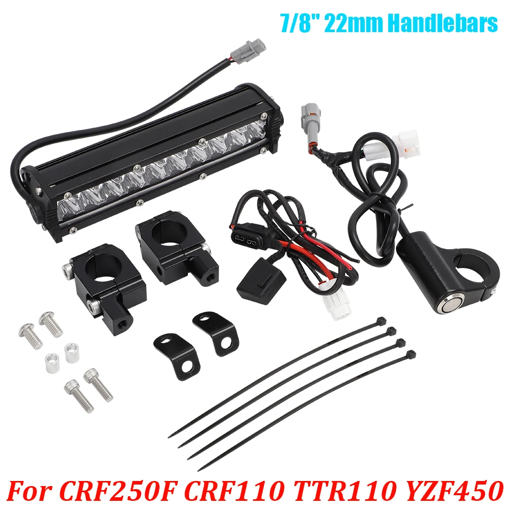

Для CRF250F CRF110 TTR110 YZF450 7/8 "22 мм Универсальный руль 60 Вт для мотоцикла с крепежными кронштейнами и переключателем