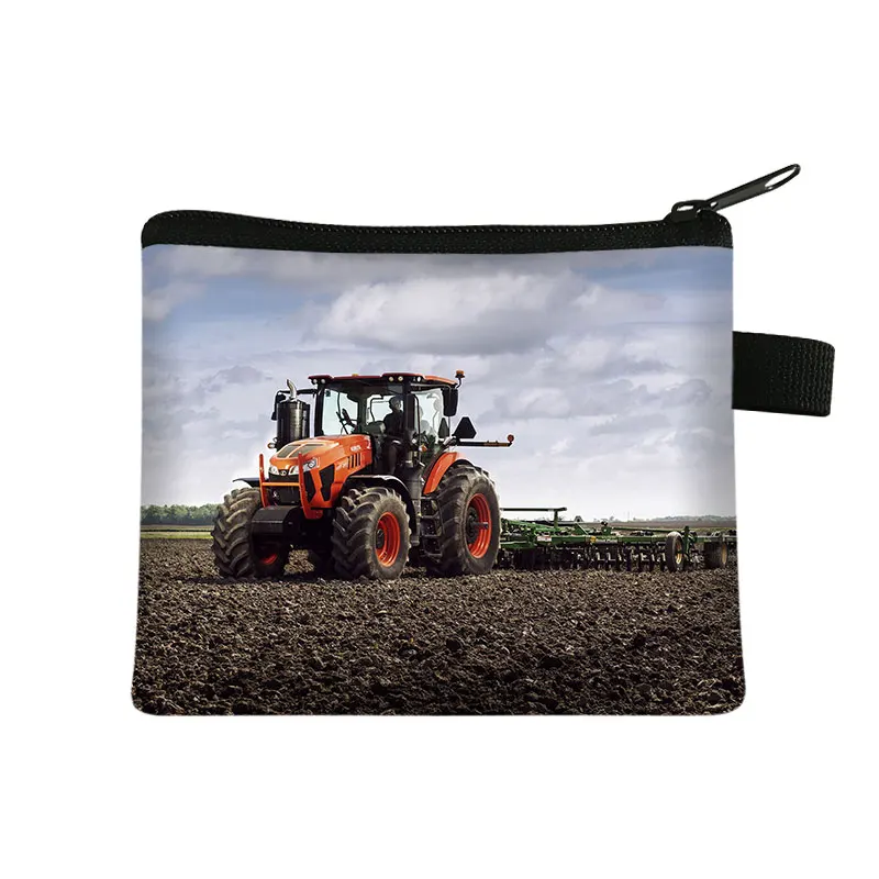Coin Purse Coin Wallet Tractor Print Coin Purse Boy Girl Storage Bag Woman Shopping Portable Coin Bag Wallet ID Credit Card Gift