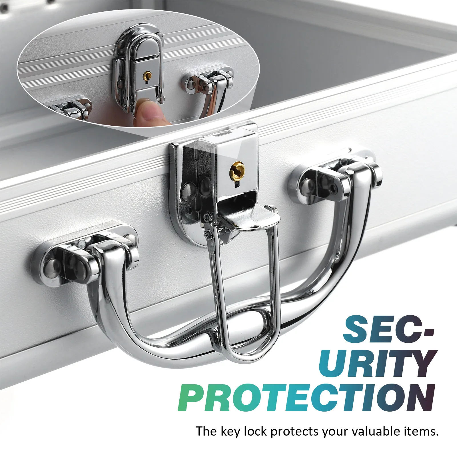 알루미늄 합금 휴대용 공구 가방, 튼튼한 하드 케이스, 메이크업 액세서리, 소형 카메라, 금속 휴대용 보호 수납함