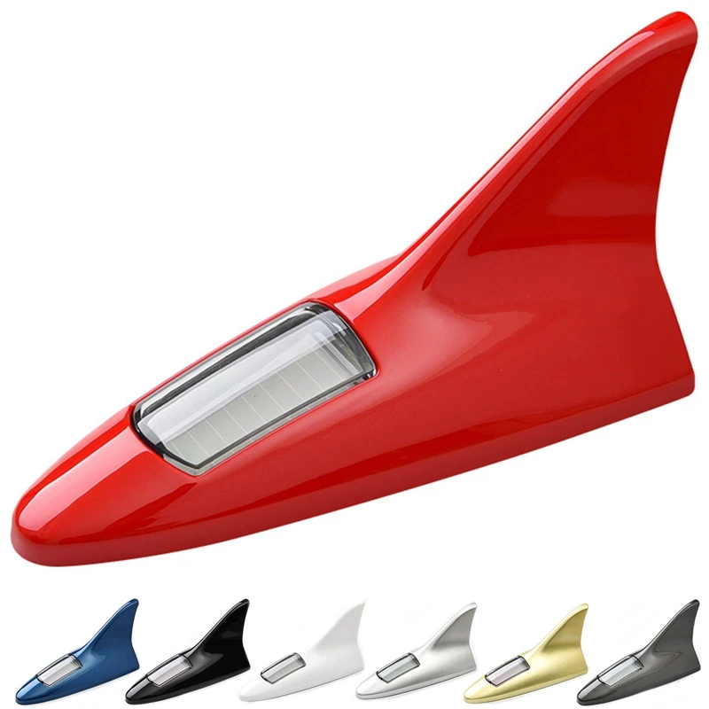 

4 LED Light Simulation Shark Fin Car Radio Aerials FM Signal Design Shark Antenna For All Cars Aerials Antenna Car Styling