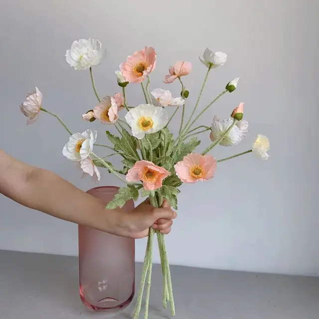 Artificial Flowers Fake Poppy Silk Flowers