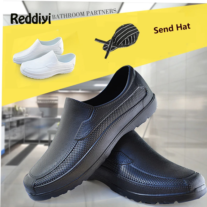 2022 new chef shoes of medical shoes slip wear resistant kitchen shoes restaurant canteen cafe bakery chef waiter work shoes Kitchen Work Shoes for Men Hotel Restaurant EVA Non Slip Oil Proof Chef Shoes Summer Waterproof Wear-Resistant Rainy Boots