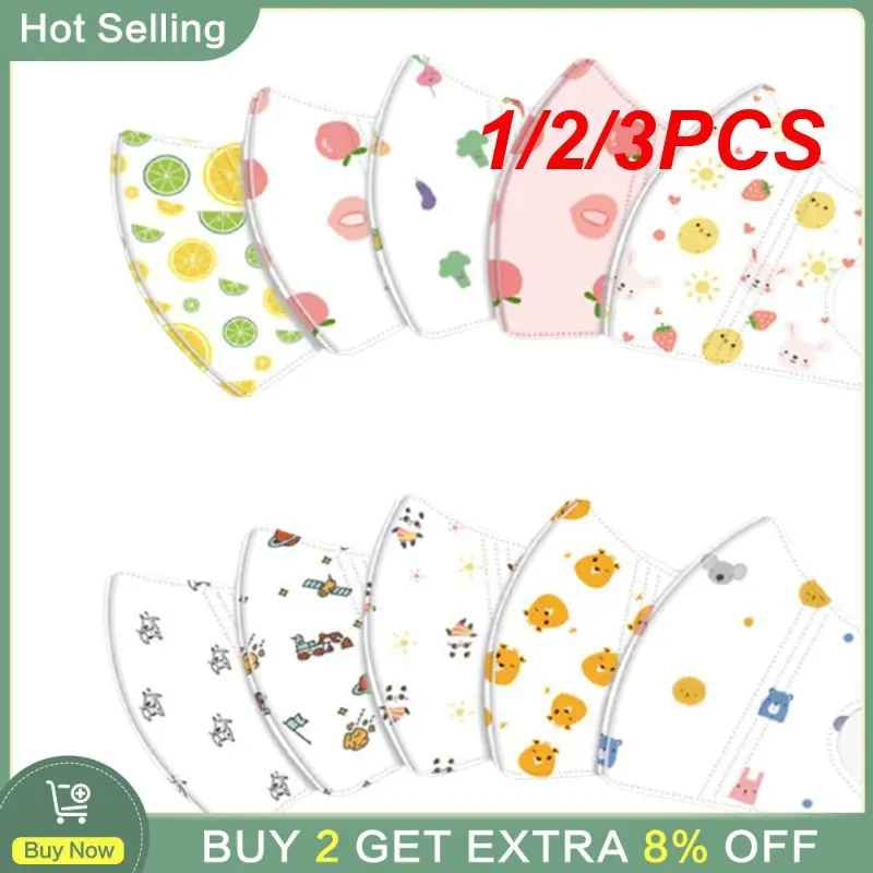 1/2/3PCS Printed Mask 3d Cutting Toddler Fused Fabric Mask 3d Three-dimensional Adjusting Buckle Design 13*9 (cm)