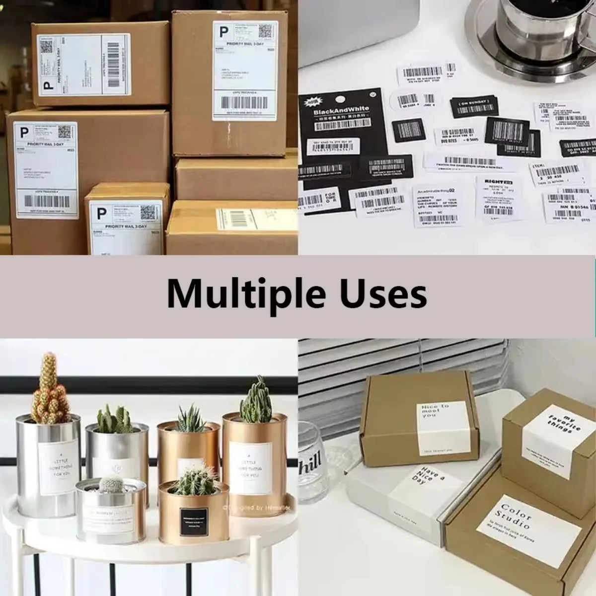 Adhesive Square/Round Labels for Phomemo M110/M120/M200/M220/M221 Multi-Purpose for Business Kitchen