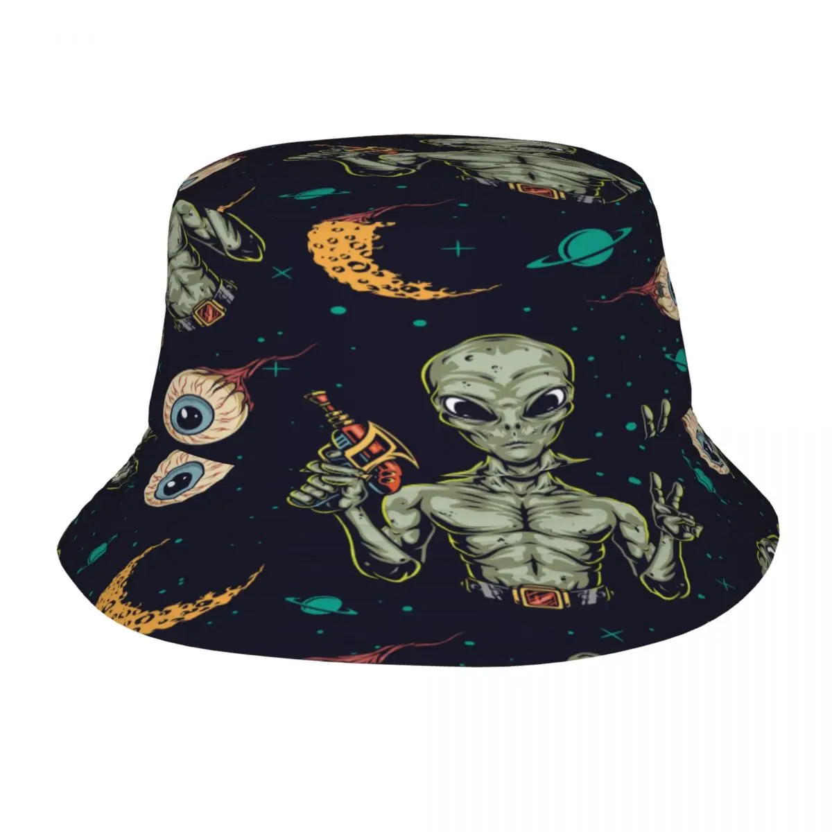 

Vintage Human Eyes Alien Unisex Casual Sun Hat Bucket Hat for Men Women Bob Hip Hop Caps Summer Fisherman Hat Panama