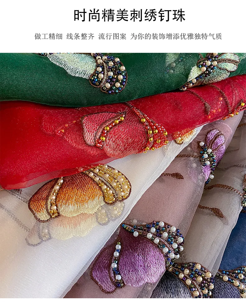 Sciarpa misto lana e seta semi trasparente con tulipani e perline per mezze stagioni (90*180cm) 48 Sciarpa misto lana e seta semi trasparente con tulipani e perline per mezze stagioni (90*180cm) - immagine 8