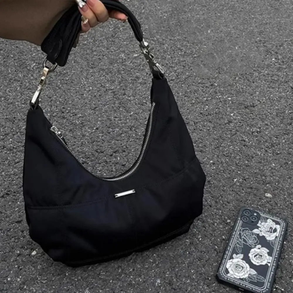 

Shoulder Bag Korean Style Hobo Bag Ins Solid Color Korean Style Black Handbag Handbag Fashion Design Dumpling Bag Travel