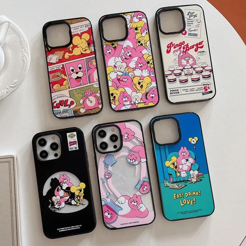 

Upgrade Acrylic Border Pink Cat Phone Case Cover for IPhone 11 12 13 14 15 Pro Max Case for IPhone 15 Pro Max