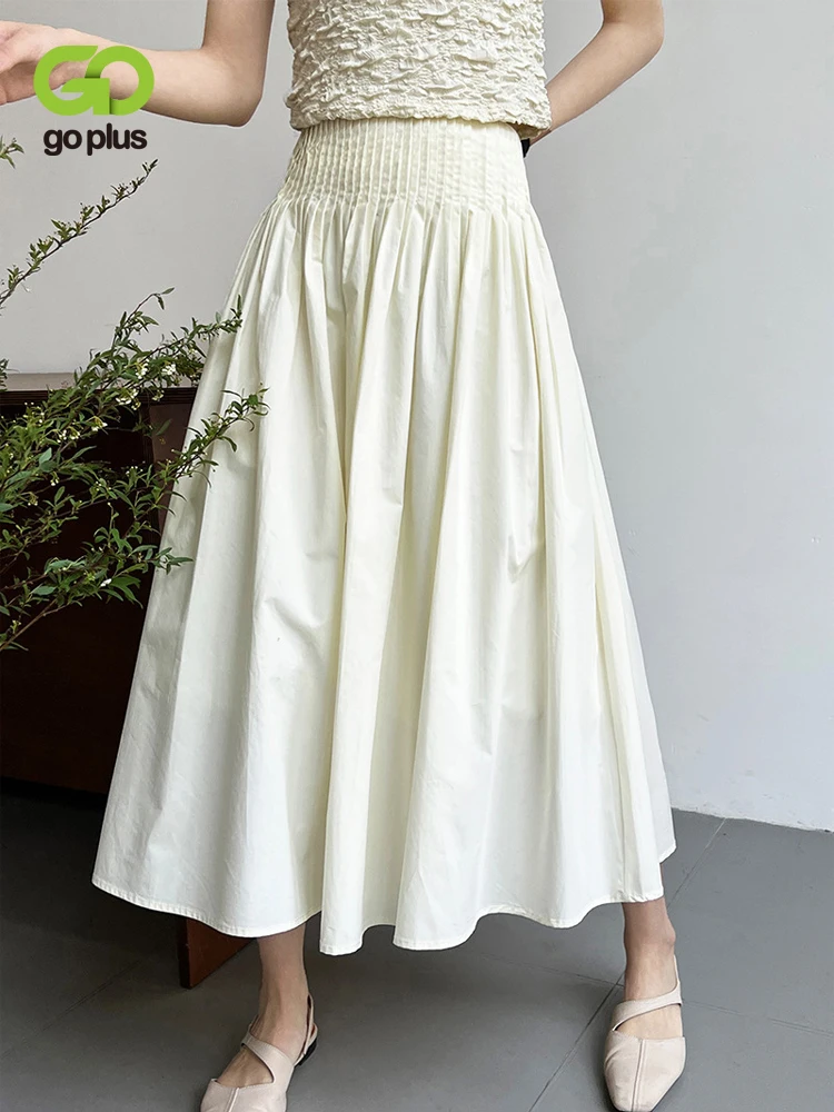 

GOPLUS Skirts Ladies 2023 Summer Korean Skirt Women's Sweet Pleated Black Pink Midi Skirt Gonna Lunga Donna Falda Negra C12031