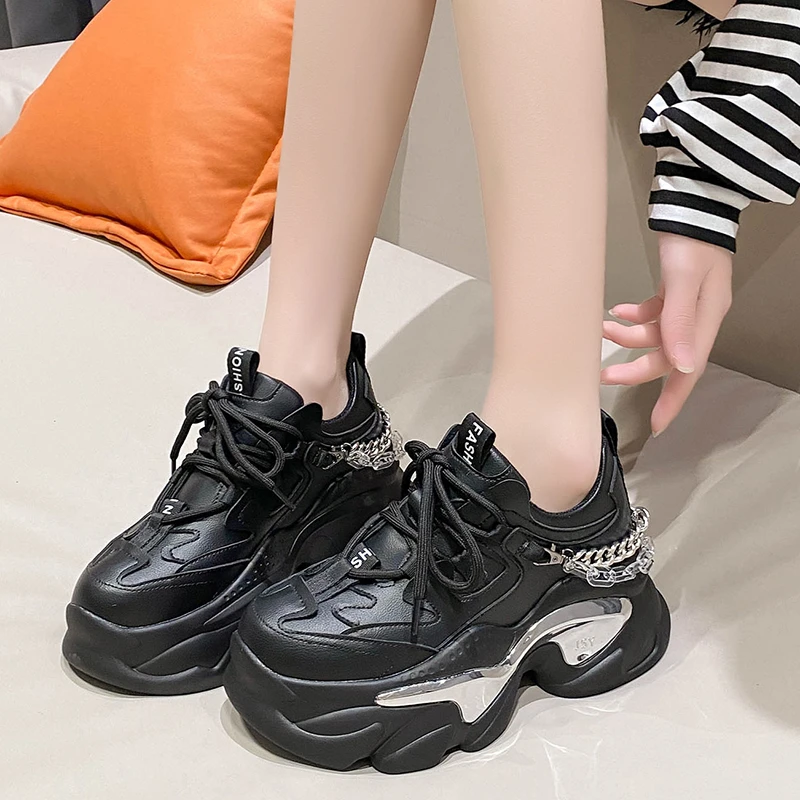 

Spring Summer 2023 New Chains High Top Height Casual Shoes Women Platform Sneakers Fashion Chunky Daddy Shoes Zapatillas Mujer