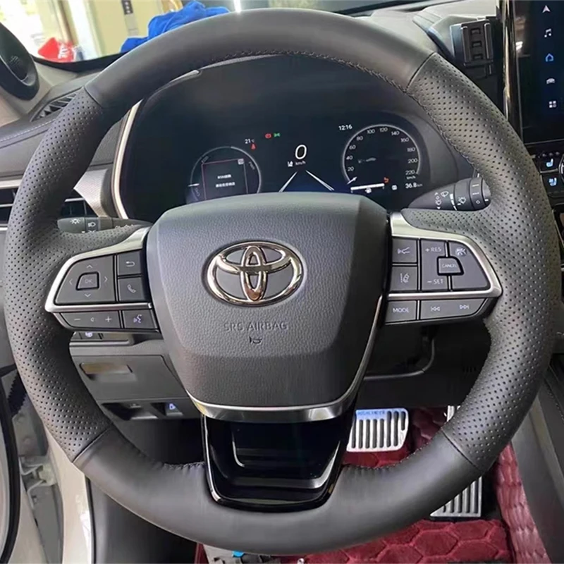 

Оплетка ручной работы «сделай сам» для Toyota Sienna Highlander 2020-2022, черные автомобильные аксессуары из натуральной кожи