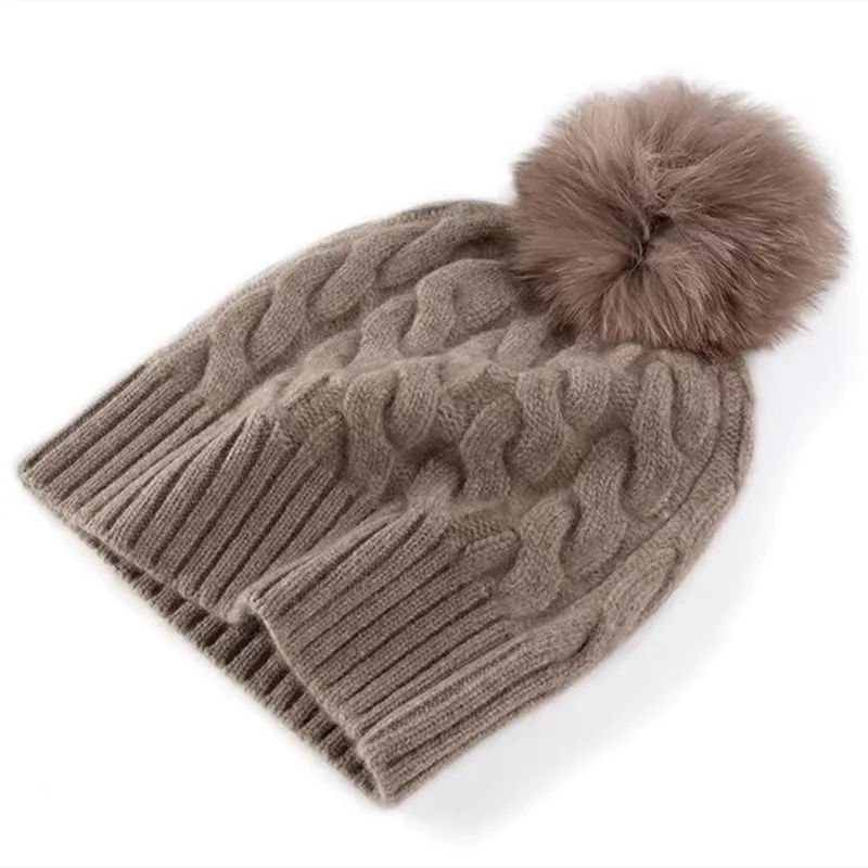 100% Wool Women's Hat Autumn Winter Thick Warm Casual Fashionable Ear Protection Knitted Cashmere Hat ﻿