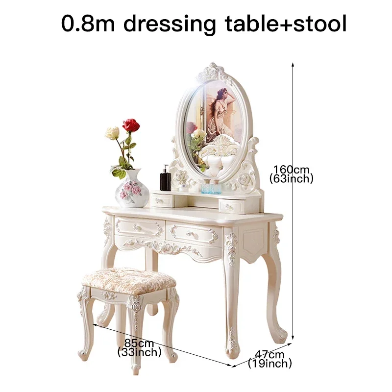C m penteadeira branca com espelho e fezes cômoda mesas de maquiagem cômodas europeias para móveis de quarto van de maquiagem