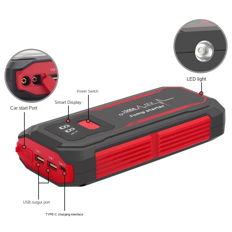 59800mAh Portable Jump Starter 12V Highpower Automobile Emergency