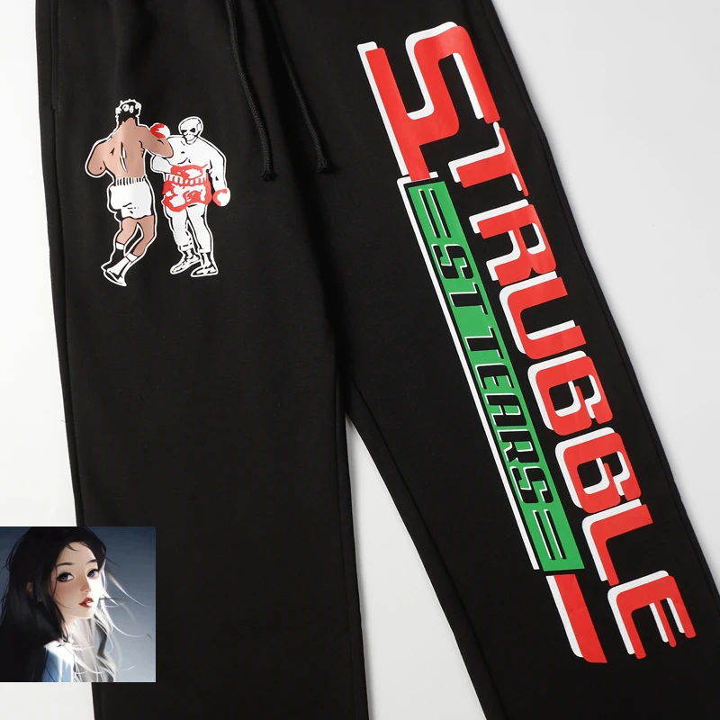 Black Saint Michael Fight Print Track Pants Men Women Kanye Sweatpants High Quality Casual Jogger Trousers