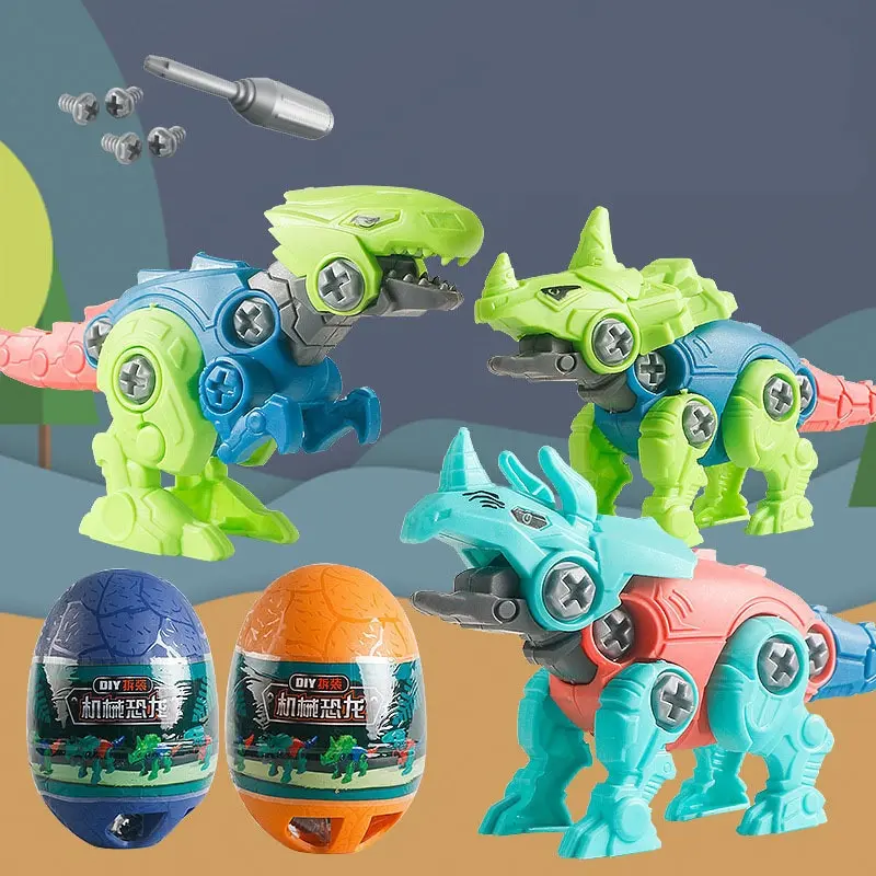 Dinosaur Toy Egg Random Style Children Disassembly and Assembly Building Blocks DIY Assembly Screw Twisted Egg Blind Box