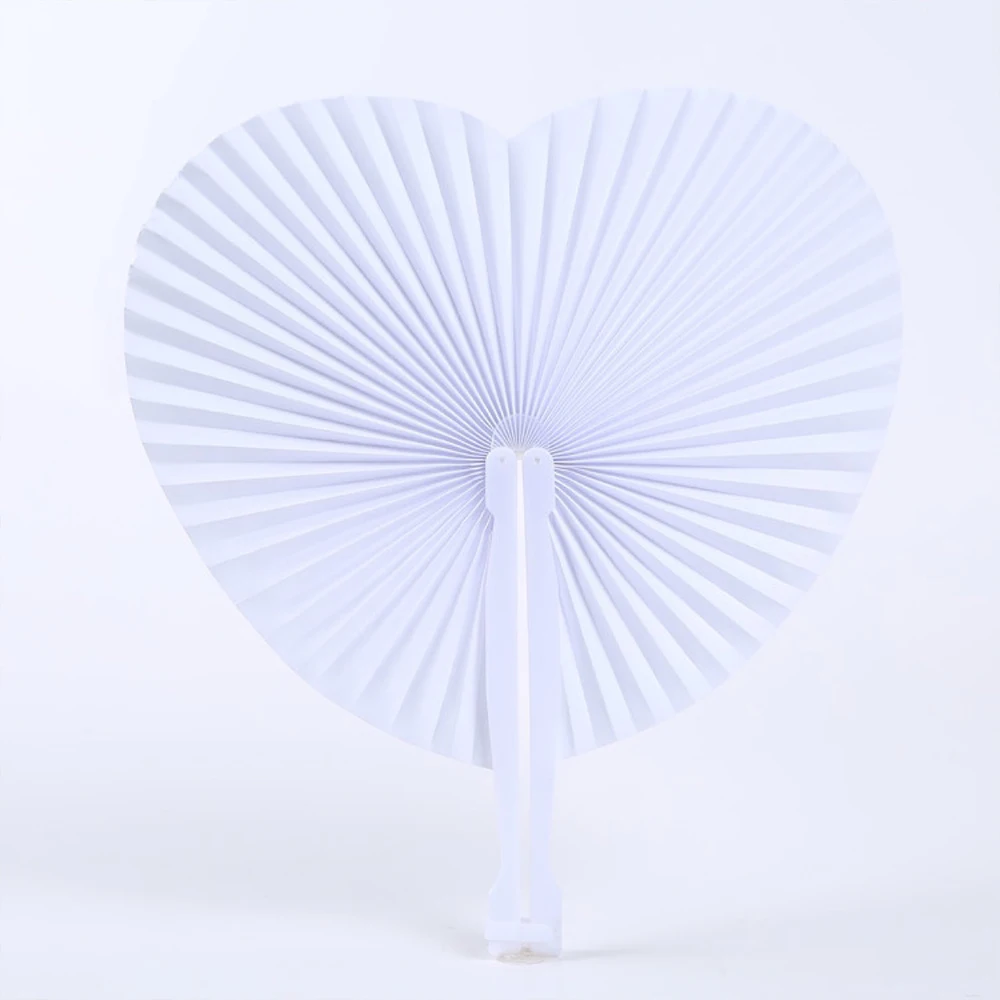 10-60pcs White Heart Shape Folding Fan Blank Fan Festival Hand Fans Party Gift DIY Painting Birthday Wedding Party Decoration