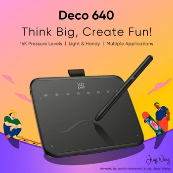 XPPen Deco 640 Graphics Tablet 16K Pressure Levels 6 Inch Drawing Tablet with 8 Keys 60 Tilt for OSU Game Android Windows Mac