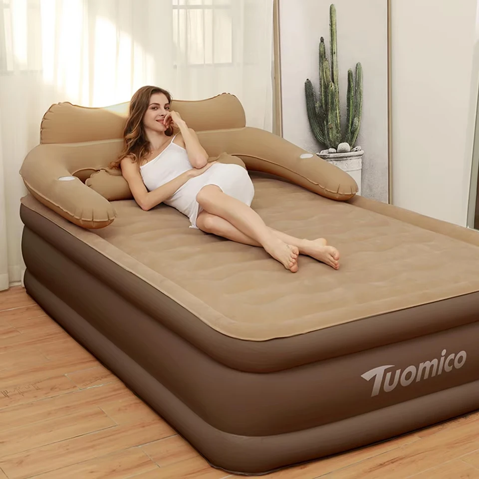 Inflatable Camping Mattress for Two with Backrest