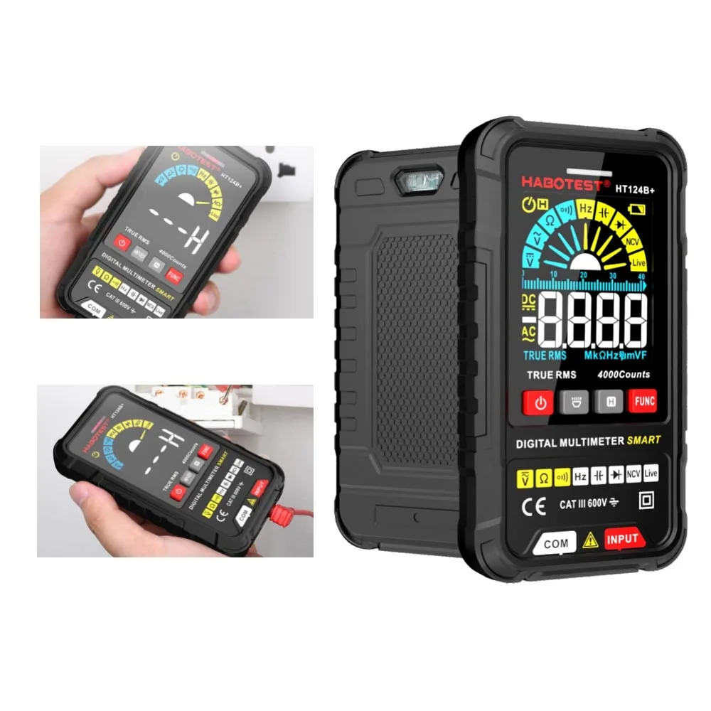 4000 Counts Smart Digital Multimeter HABOTEST HT124B Pro AC DC Voltage Capacitance Frequency Resistance Continuity NCV Tester