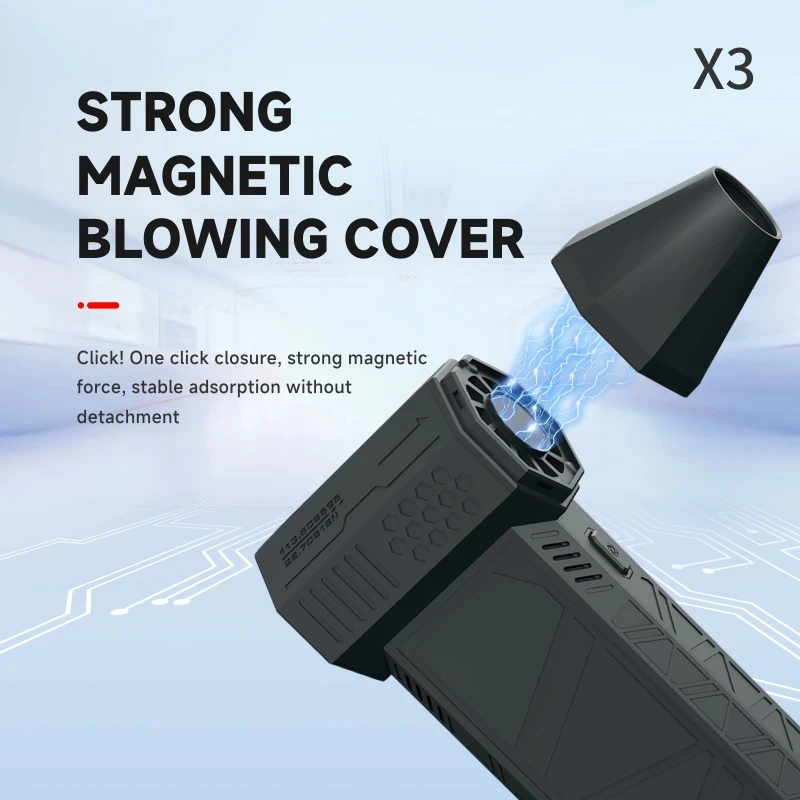 Generation 3 X3 Mini Turbo Fan Three speed adjustment 130,000 RPM Air speed 52m/s Industrial duct fan TYPE-C charging Indicator 4
