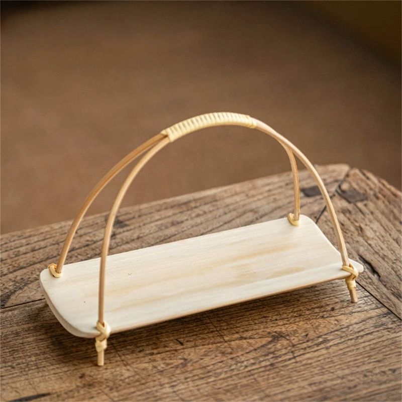 Compact Holder with Handle Small Tray Portable Tray Convenient Serving Basket Suitable for Tea Lovers 2