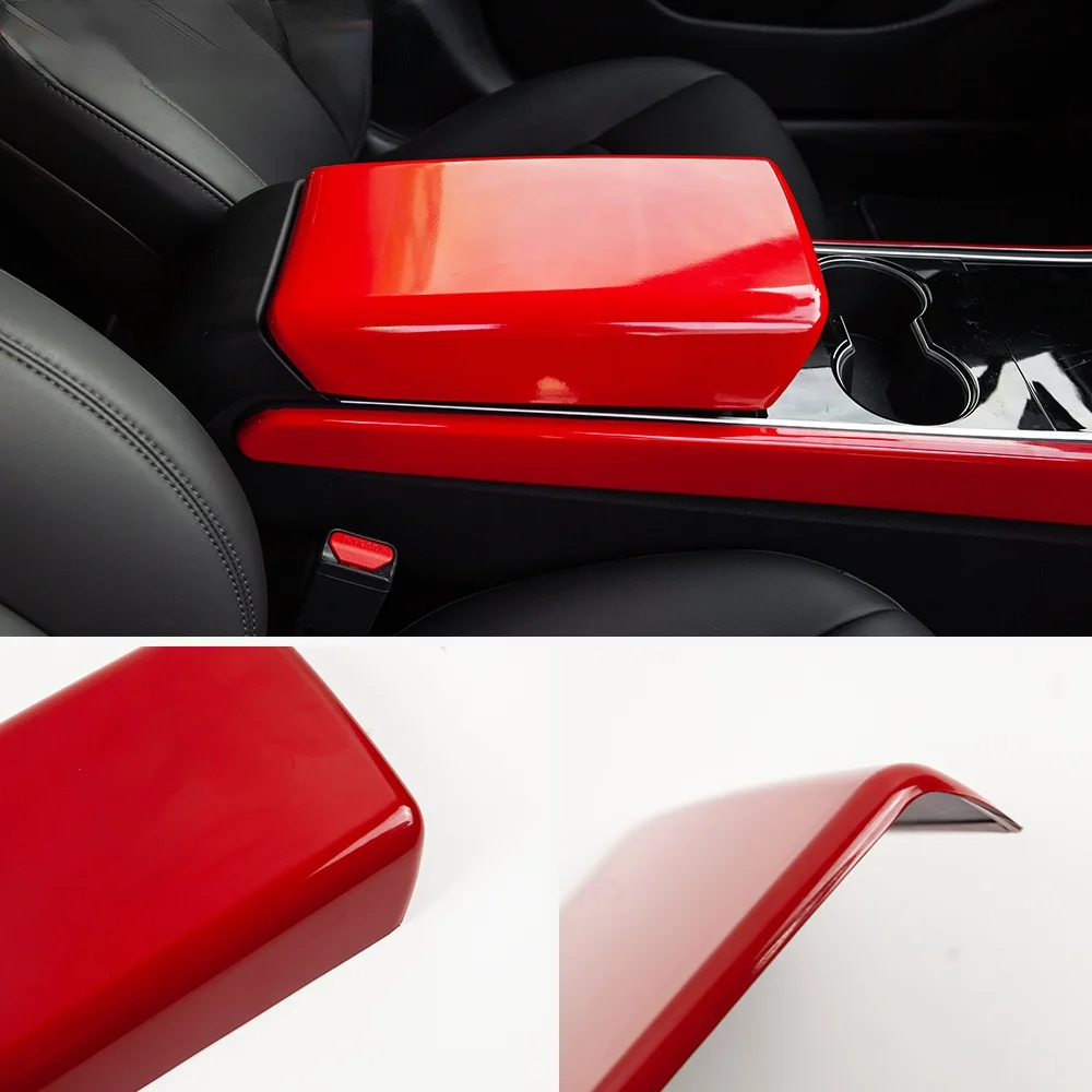 

Car Armrest Box Protective Cover For Tesla Model 3 2017-2021 Interior Accessories For Tesla Model Y Carbon Fiber ABS